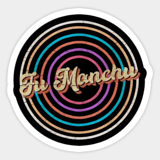 vintage circle line color Fu Manchu Sticker